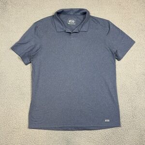 Stio Polo Shirt Cotton Stretch Short Sleeve Pocket Blue Men's Medium